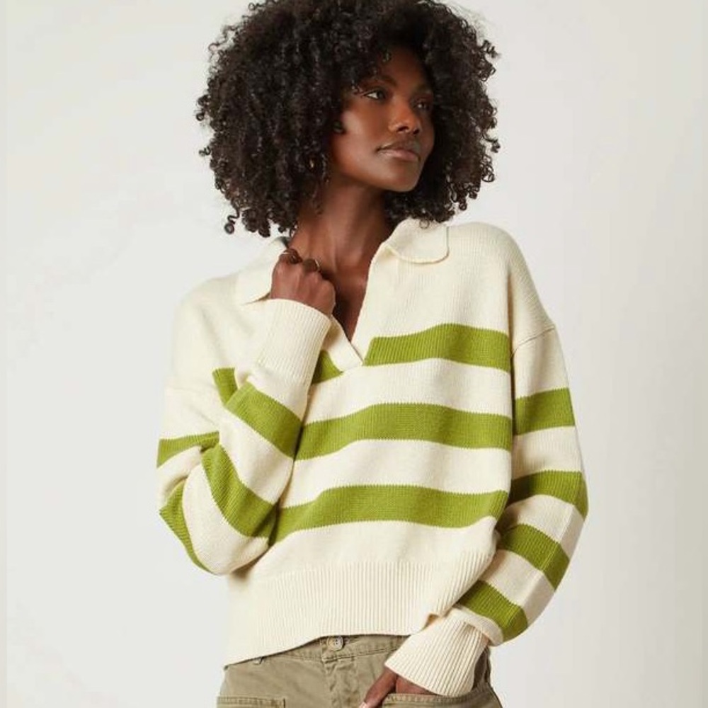 Velvet by Graham & Spencer Lucie Sweater in Cream & Lime